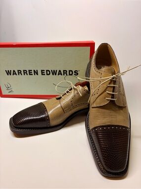 Warren Edwards Genuine Lizard Leather Derby Shoes Men’s 10
